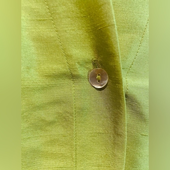 Robbie Bee vintage silk shantung button blouse Y2K chartreuse green 1X - Picture 3 of 11